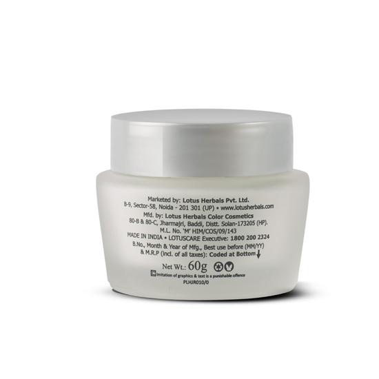 Crème Hydratante Profonde WhiteGlow de Lotus Herbals, SPF 20, Crème pour le Visage pour Peau Sèche, 60g