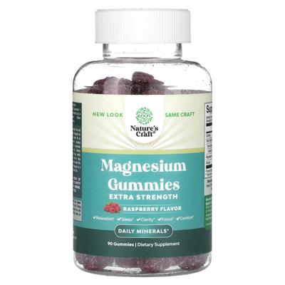 Magnesium Gummies, Extra Strength, Raspberry Flavor, 90 Gummies