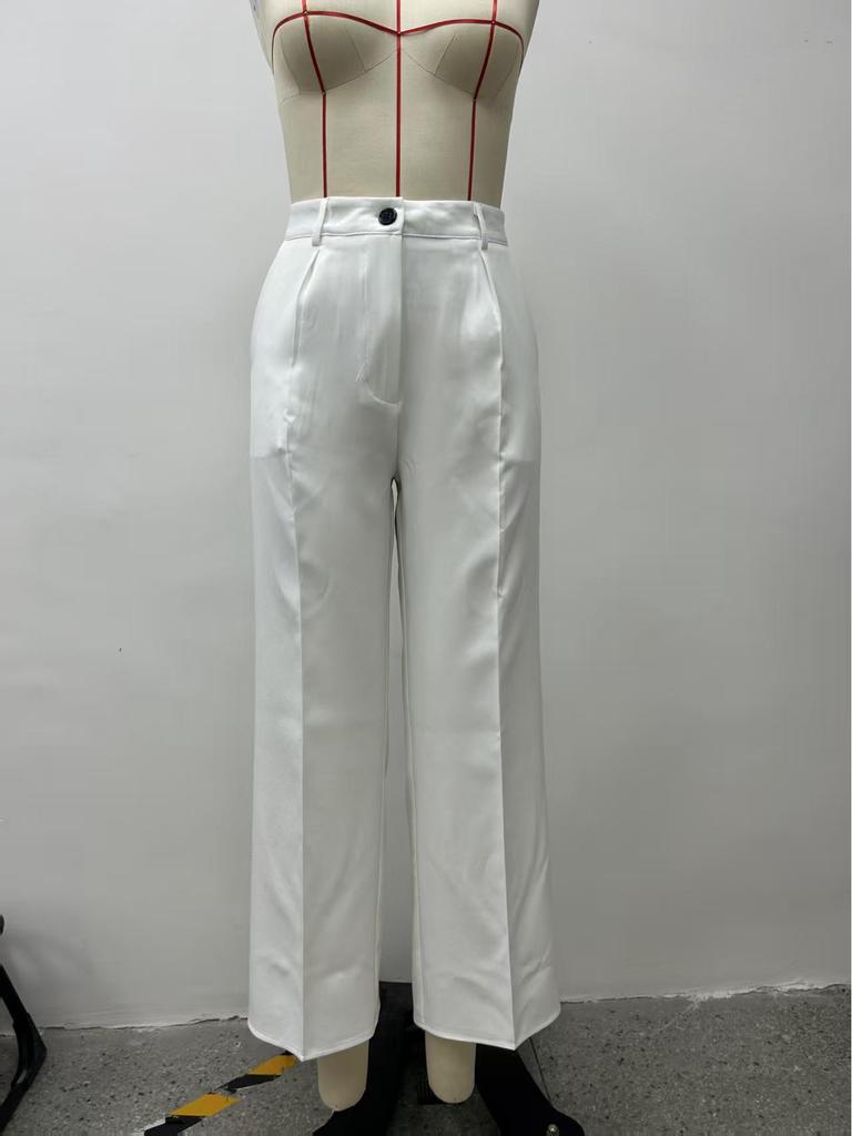 Women's High Waist Solid Color Casual Long Pants with Pockets