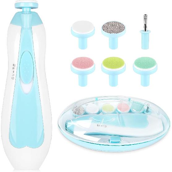 Baby Nail Trimmer Electric,Baby Nail Clippers, 6 In 1 Baby Nail File,Nail File Baby Grooming Kit Manicure Set for Toddler or Adults (Blue)