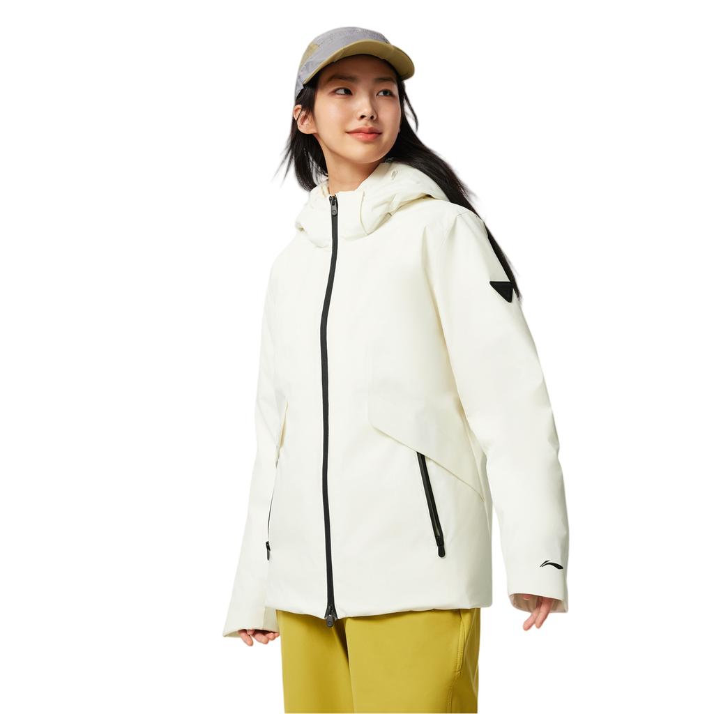 Li-Ning Windproof And Water-Resistant Hooded Logo Down Jacket Women Outerwear AYMV402-1