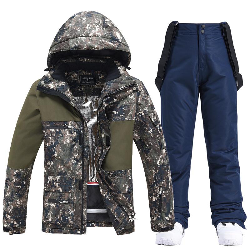 Kadınlar ve Erkekler için Kayak Takımı Kapşonlu Kayak Ceket ve Pantolon Setleri Su Geçirmez Rüzgar Geçirmez Kar Takımı Yalıtımlı Sıcak Kış Kar Mont Kayak Snowboard Takımı