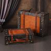 Wooden Treasure Chest Portable Vintage Jewelry Ticket Box Wood Storage Trunk Handbag for Storing Clothes Toys Photo Prop