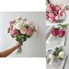 Elegant Paeonia Lactiflora Pall Fake Flower Bouquet With Flocked Silk Material For Wedding Home Decor