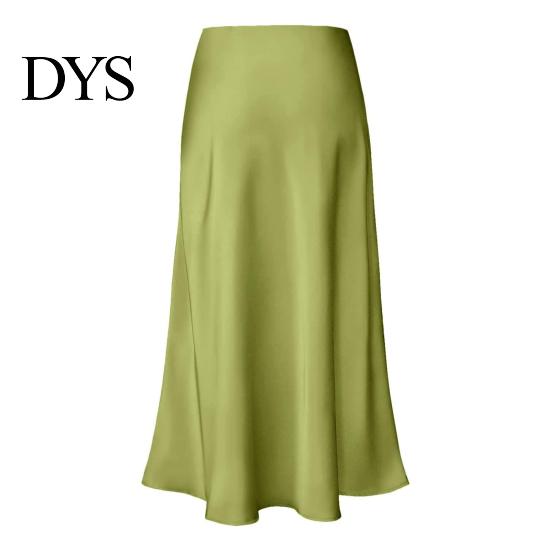 Hip Wrapped Fishtail Skirt Maxi Women High-Waist Smooth Satin Long with Zipper Daily Wear Solid Color Spring Autumn