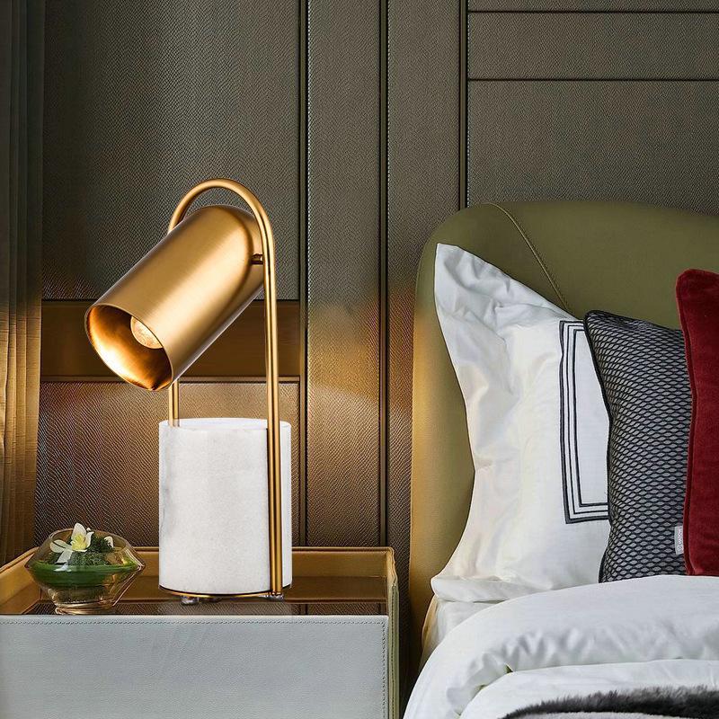 Nordic simple marble table lamp creative metal lampshade bedroom bedside lamp