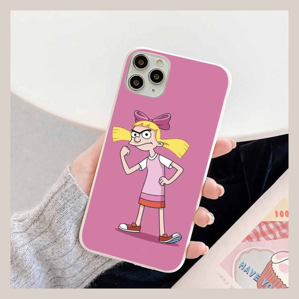 Hey Arnold Helga Bonito Phone Case For IPhone 14 11 12 13 Mini Pro Xs Max 8 7 6 6S Plus X XR Solid Candy Color Case