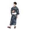 Fuuka Yukata Set Includes Waist and Geta Size Saaya Pattern Z3204CSB248 Men's (4 Pieces) - Obi, Cord, (Geta Clogs) - Small, Green, (Waist Cord/Square