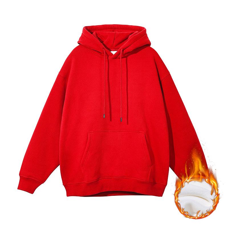 Unisex Heavyweight Hoodie: Solid Color American Street Style for Autumn/Winter