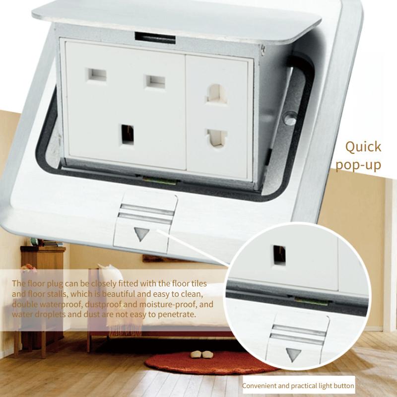 20A Pop-Up Hidden Ground Socket USB Charging Socket Aluminum Alloy Waterproof Floor Socket