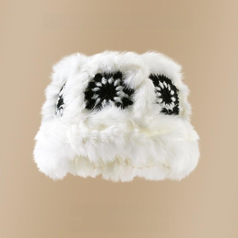 Cartoon Style Wool Beanie With Plush Fur Material And Adjustable Fit For Casual Wear