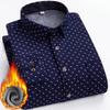 Men's Fleece Lined Plaid Shirt, Long Sleeve Button-Up Square Collar Shirt, Regular Fit Thermal Winter Pocket Detail Top