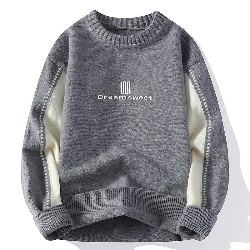 

Горячая распродажа, новый осенне-зимний повседневный свитер с круглым вырезом, вязаный свитер, большой размер, свободный свитер M серый