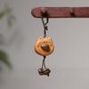 Peach Wood Coffee Bean Bear Pendant Keychain & Necklace Accessory