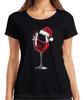 Wine Glass Santa Hat Red Wine Xmas Gift Wine Party Ladies T-Shirt