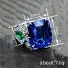 Cute Female White Blue Zircon Stone Ring Vintage Silver Color Wedding  For Women