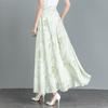New Summer Retro Ethnic Style Ink-print Chiffon Skirt Women's Long Skirt High Waist A-line Skirt