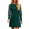 Women's Fashionable Casual Round Neck Long,Sleeve Printed Lace,Trimmed Dress