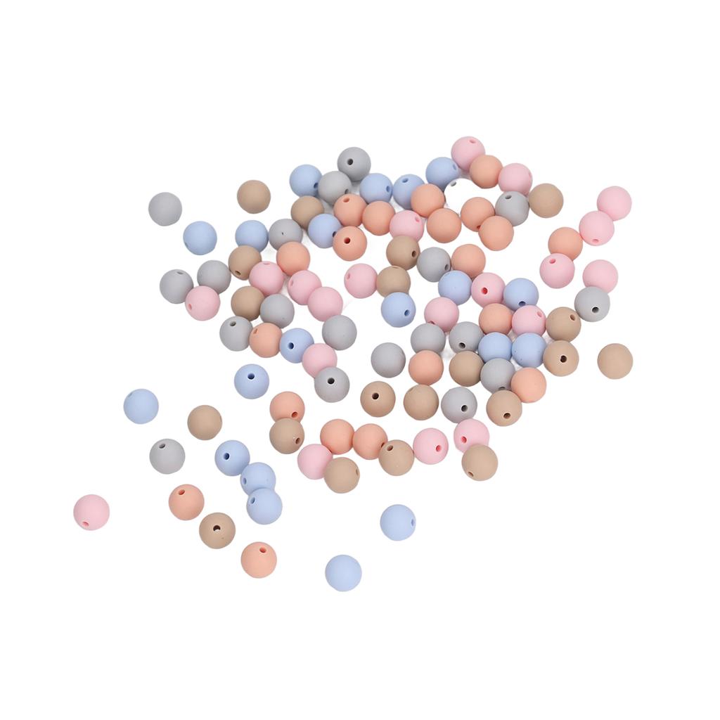 100 szt. 9mm Silikonowe Koraliki DIY Okrągłe Wielokolorowe Silikonowe Luźne Koraliki na Naszyjniki Zabawki dla Niemowląt