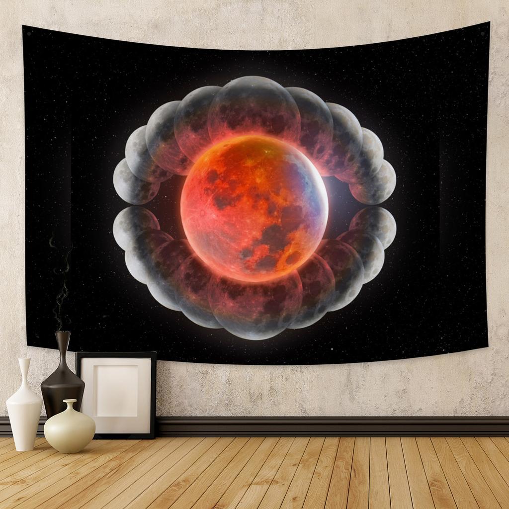 Night Sky Moon Wall Hanging Tapestry Star Tapestry Psychedelic Black and White Tapestry Wall Hanging Suitable for Home