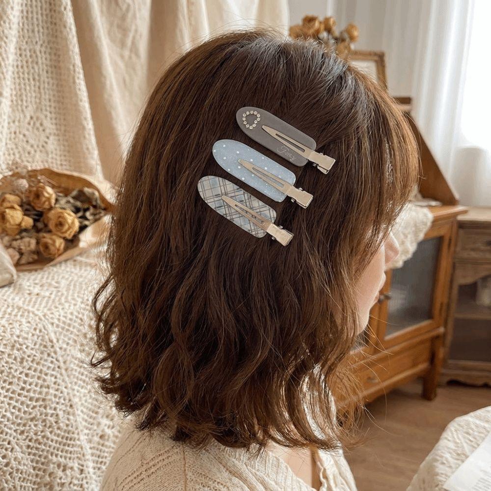 3 Pcs/set Acrylic Seamless Hair Clip Transparent Side Bangs Clip Polka Dot Hairpin Set Girls