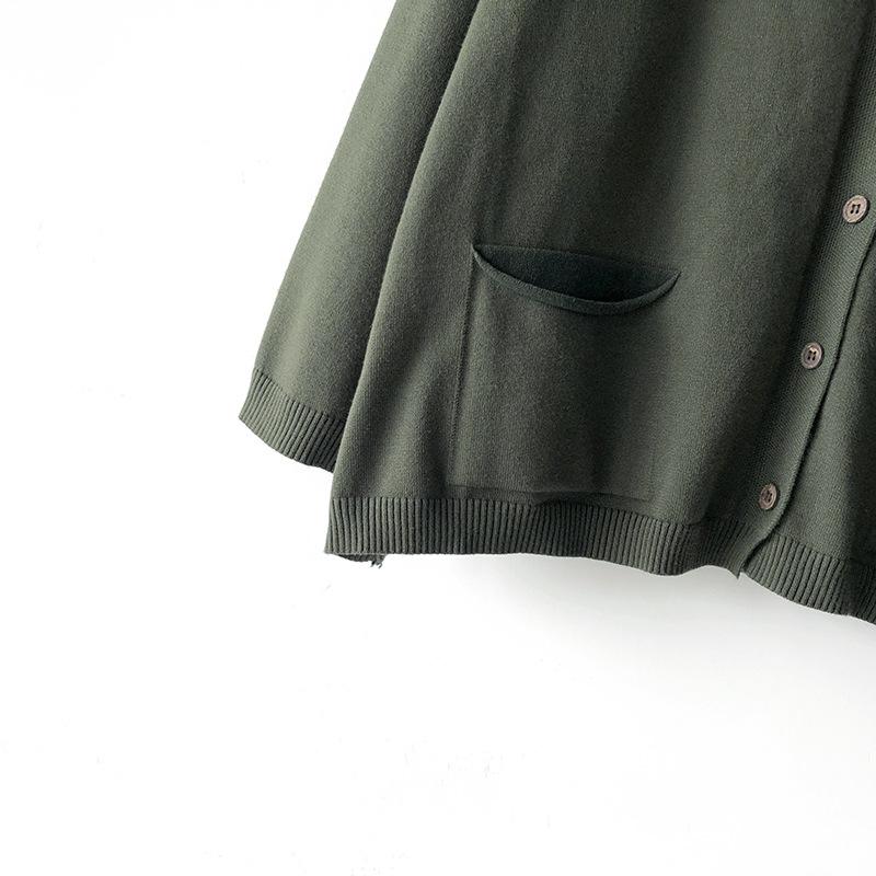 Johnature Spring Women Cardigan Swetry Solid Color Loose V-Neck Long Sleeve All Match Pockets Coats