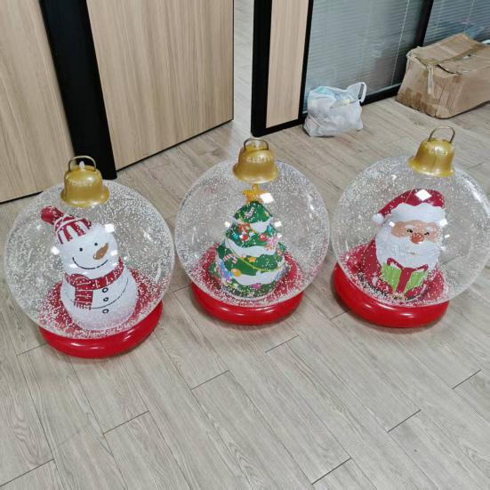 Boule de Noël Gonflable Transparente avec Lumières Décoration de Noël Extérieure en PVC Ornement Flocon de Neige Rempli de Mousse Fausse Boule de Cristal pour Décor Festif