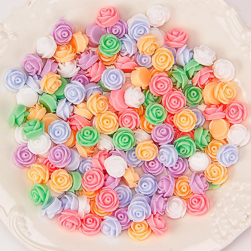 50Pcs 3D Mini Flower Flatback Resin Accessories Diy Craft Phone Patches Material