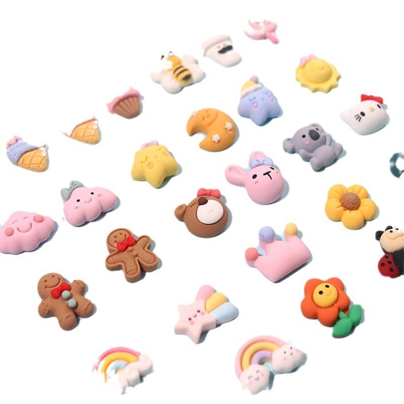 10Pcs Frosted Resin Accessories Simulate Cartoon Cream Glue Rainbow Cloud Phone Case Accessories Popular Diy Trinkets Luck Bag