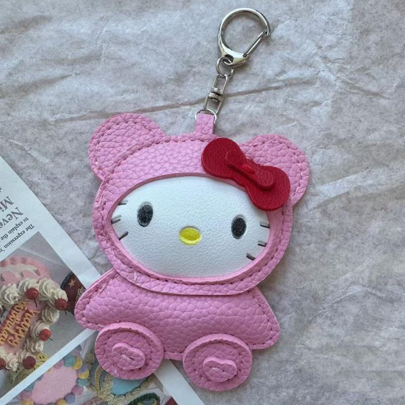 

Милый кожаный брелок Hello Kitty с мультяшным рисунком, подвеска в виде кошки, украшение для рюкзака, аксессуары, подарки.