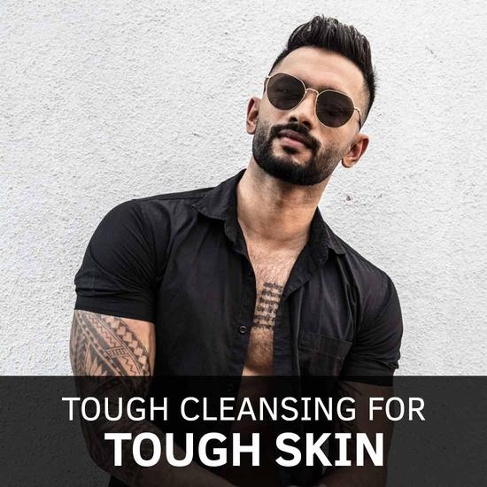 Ustraa Face Wash - Mint Cool - For Dry To Normal Skin - 100g | Reduces Moisture Loss & Activated Charcoal Face Scrub - 100g