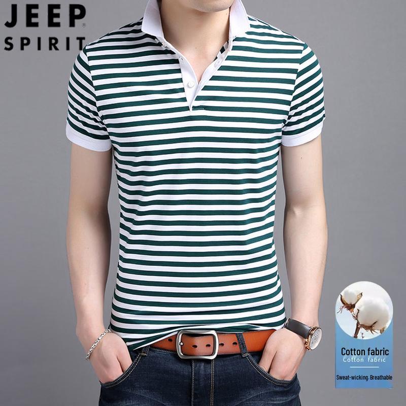 

JEEP SPIRIT Men s Striped Cool-Touch Polo T-Shirt 4XL
