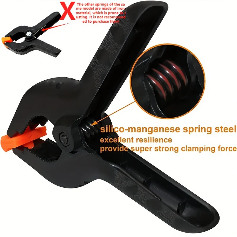 10PCS Black and Orange Plastic Spring Clips, 2-Inch Clamp - Perfect for DIY Woodworking Projects, Workbenches, and Home Workshops