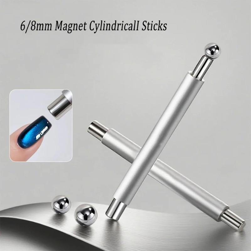 Dual-Head Magnetic Cat Eye Stick - Round Steel Cylinder Magnet for 3D Nail Art & French Manicure, Professional Gel Polish Tool