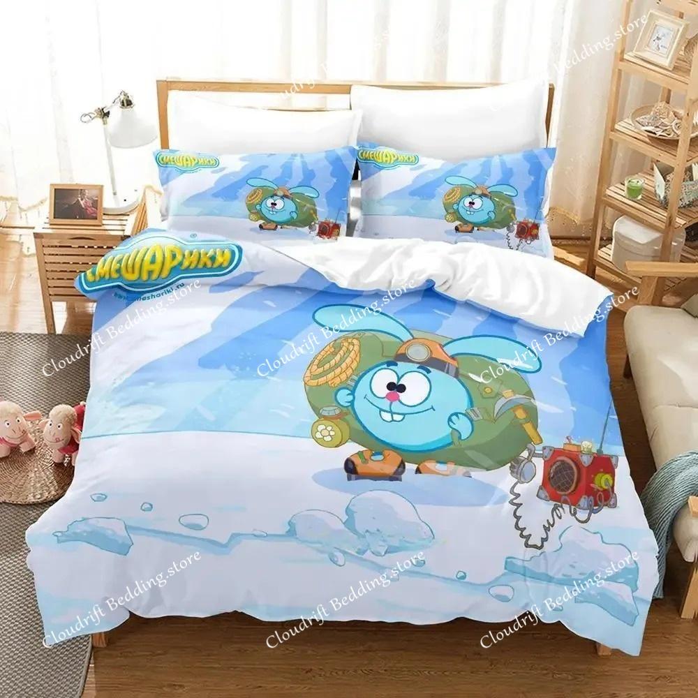 Set Biancheria da Letto Smeshariki Singolo Gemello Matrimoniale Queen King Size Set Letto Adulto Bambino Camera da Letto Copripiumino Set Stampa 3D Anime Set Lenzuola