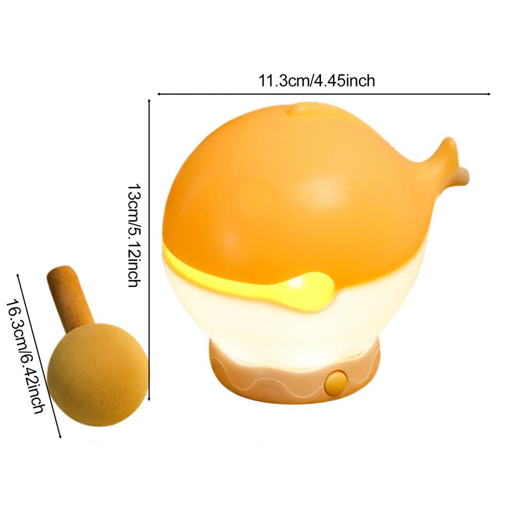 Wooden Fish Night Light Cute LED Lamp Nursery Nightlight for Kids Rechargeable Bedside Touch Lamp Fun Stress-Relieving Toy