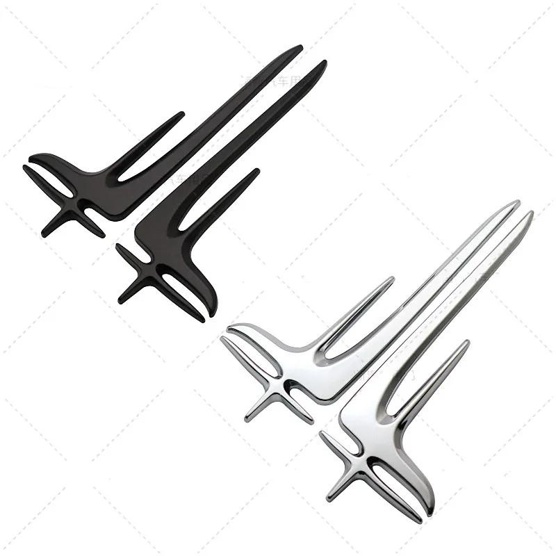 1 Pair 3D ABS Black Silver Side Car Bumper Badge  Stickers For Mercedes Benz C200L E260L E300L E350L Accessories
