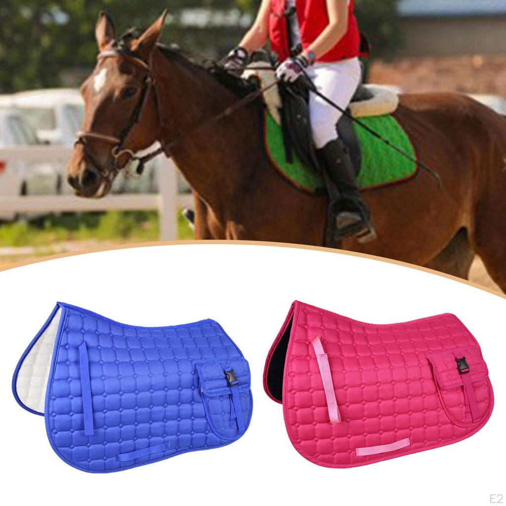 Horse Saddle Cushion with Pocket, Shock-Absorbing Mat, Breathable And , Suitable for Horses