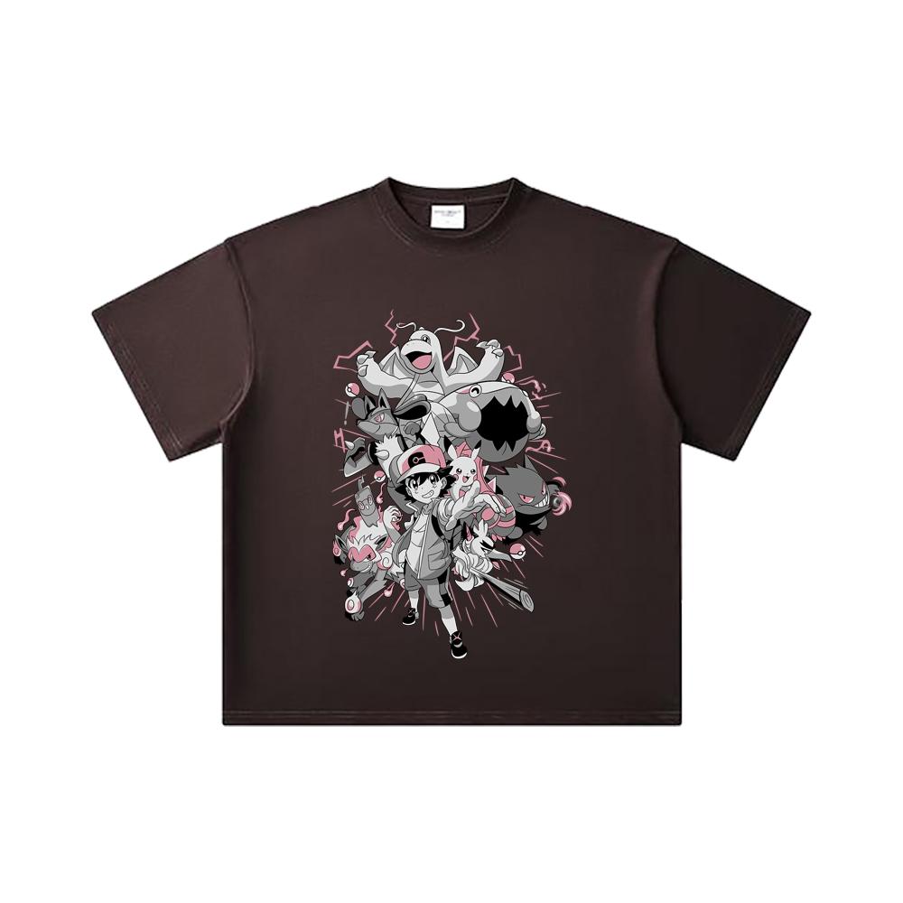 260 GSM Double Yarn 32 Count 100% Cotton Pokemon V20 Print Unisex Heavy Cotton T Shirt