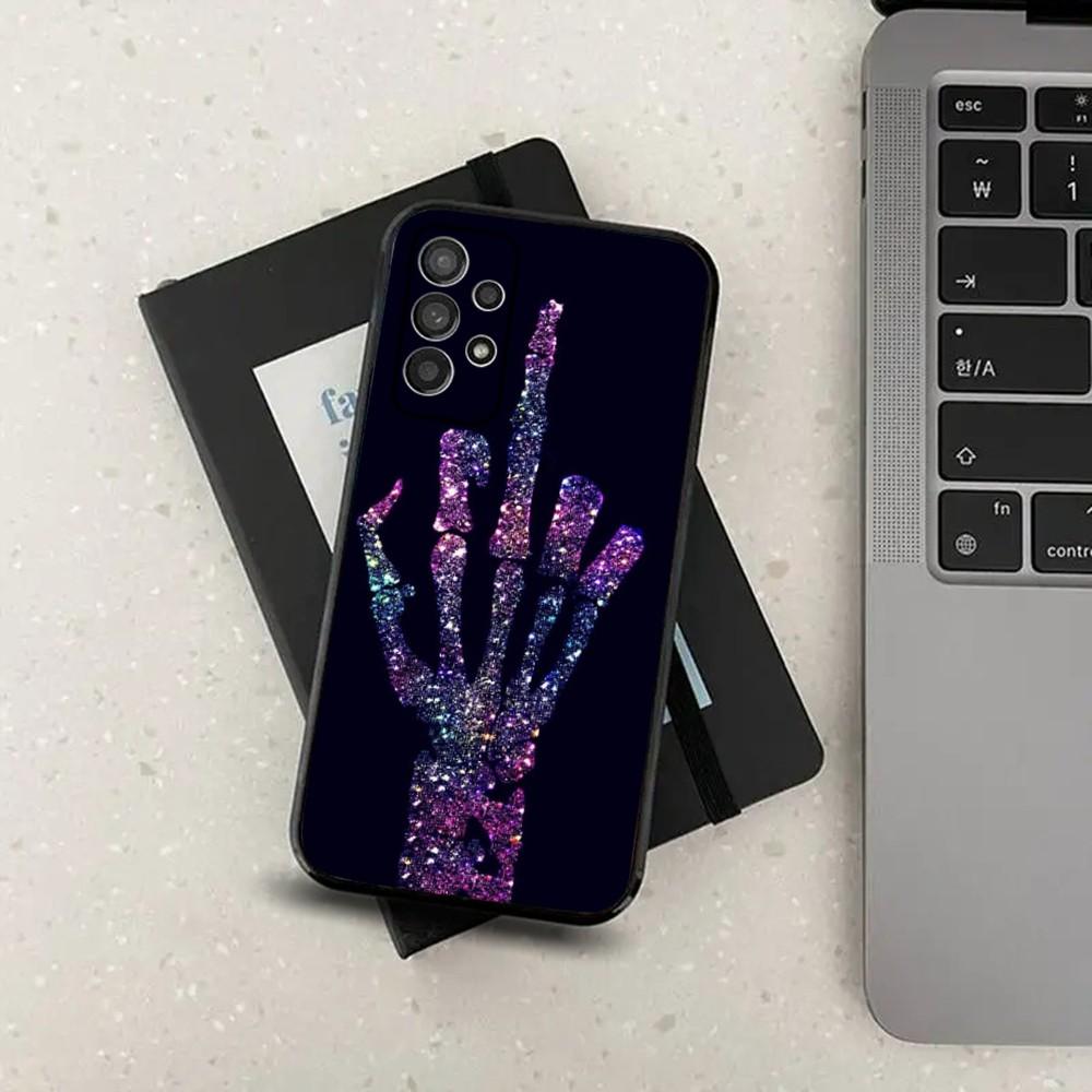 Cartoon Middle Finger Phone Case For Samsung S21,S22,S23,S30,Ultra,S20,Plus,Fe,Lite,Note,10,9,5G Black Soft Cover