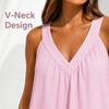 Women Sleeveless V Neck Two Piece Pajama Set With Loose Tank Top And Pocket Shorts For Casual Home Lounge Sleepwear Summer Daily Wear Outfit