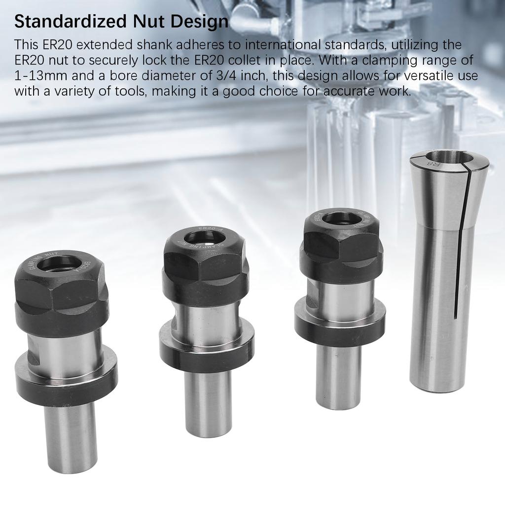 Collet Holder Chuck Set R8 3/4 Spring Collet and 3PCS Collet Chuck Extension Rod for Carving Machine