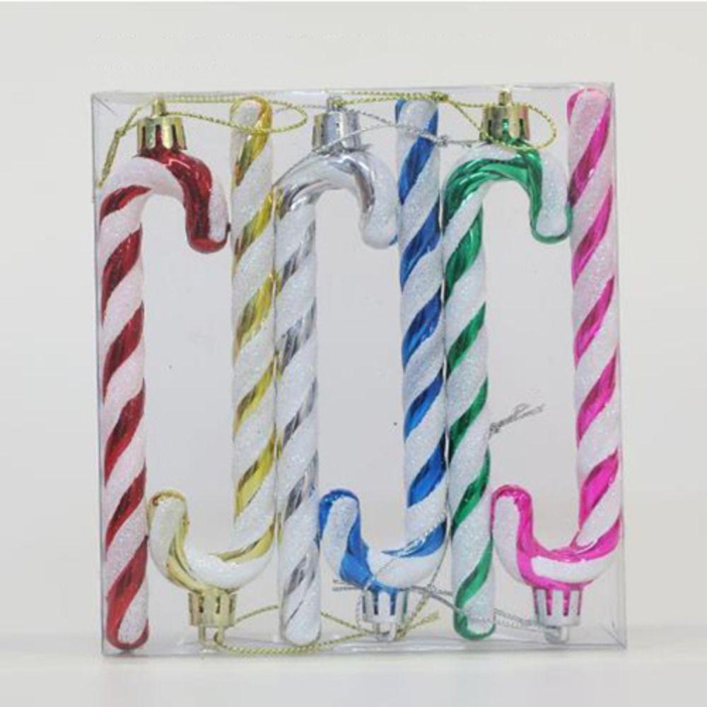 6 Stück Neue Kunststoff Weihnachts-Hängedekoration Zuckerstange Galvanisiert Weihnachtsbaumschmuck Kugel 8 Farben Weihnachtsbaumkugeln
