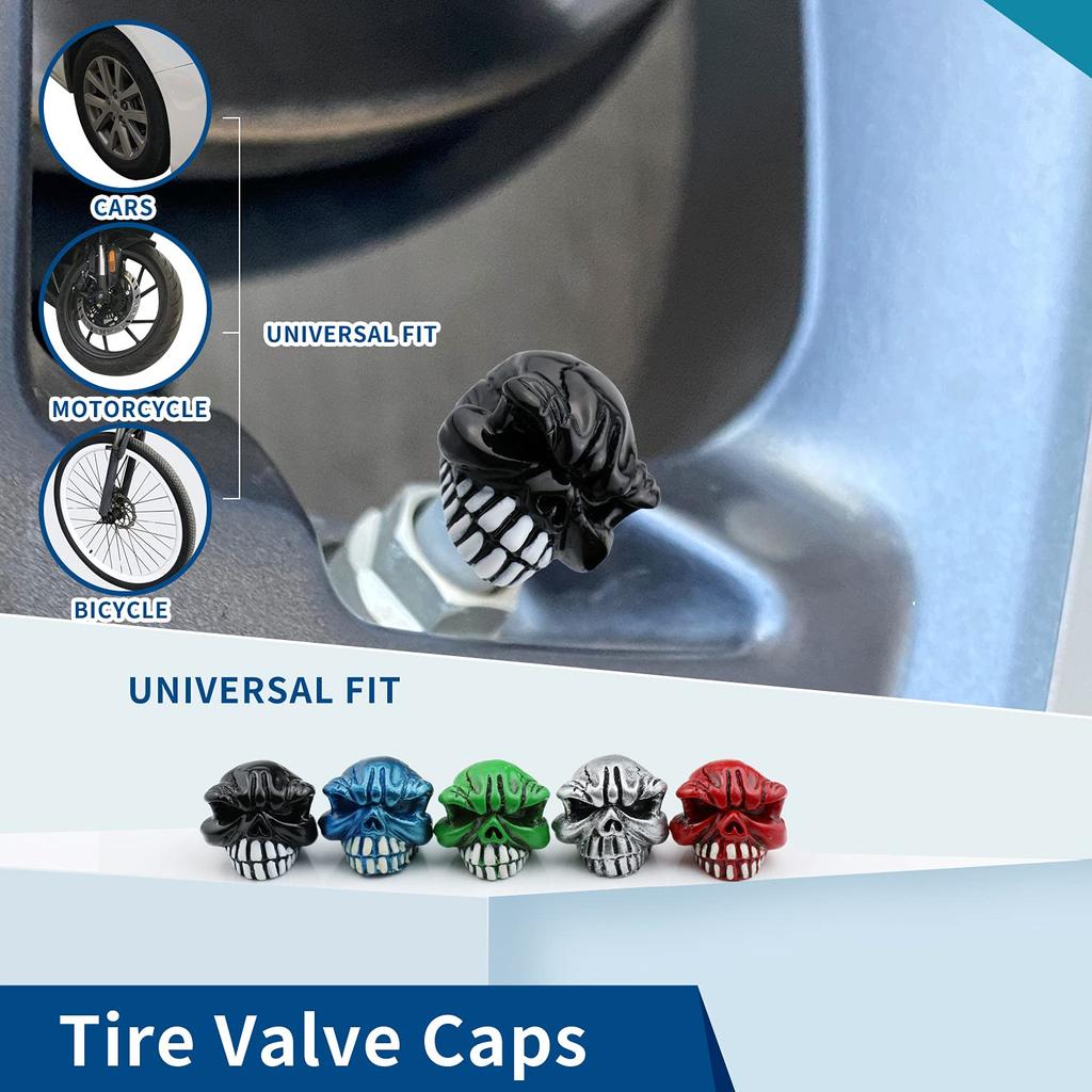 Bashineng Car Tire Valve Stem Cap 4Pcs Skull Head Valve