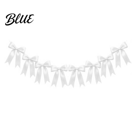 Valentine Day Backdrop Hanging Bunting Bow Pre-Strung Garland Decor 6.7FT Satin Ribbon Banner Decorations Photo Props for Birthday Baby