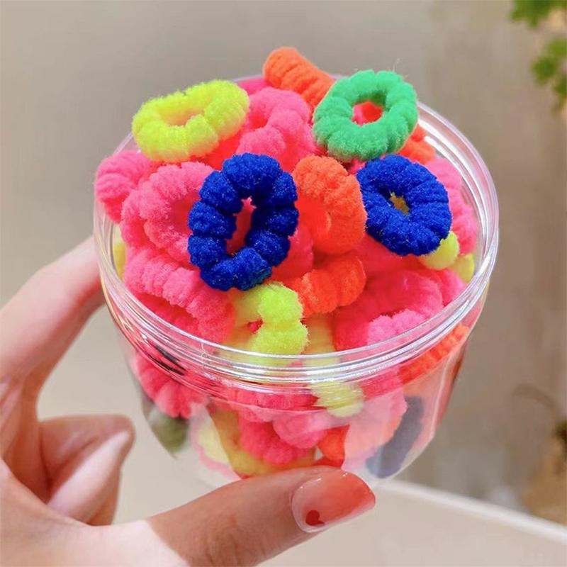 

Sweet Hair Tie Rubber Band 100Pcs Candy Color Children Solid Elastic Hair Bands Baby Girls Scrunchie Rubber Bands
