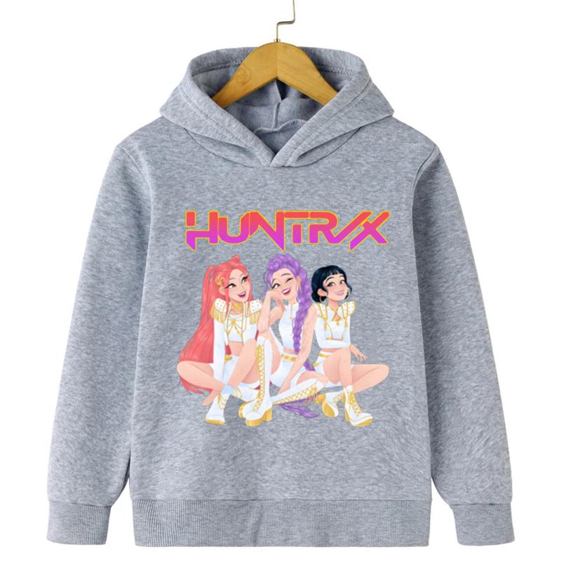 Kpop Demon Hunters Hoodies Höst Vinter Tryck Varm Bekväm Trendig Barn Huva
