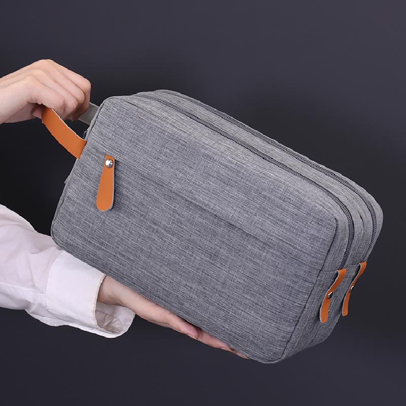 Simple solid color large capacity women's handbag Large capacity zipper waterproof Oxford handbag Daily wash and toiletries bag
