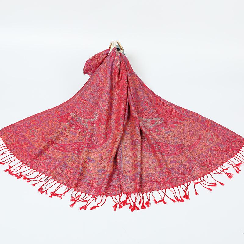 Eșarfă Jacquard Paisley Șal Pashmina Mătăsos de Lux pentru Femei Eșarfe cu Imprimeu Etnic din Bumbac Moi cu Tassel Lung Bufandas Șaluri