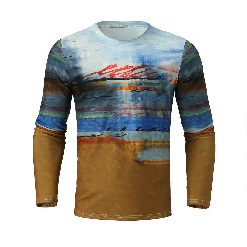 

Весна Осень Мужская мода 3D Печатная Простая футболка с длинным рукавом Начиная от One Piece 3XL